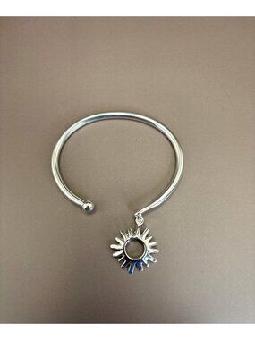 Circle Of Friends Sterling Silver 925 Cuff Bracelet with Sun Dangle Charm